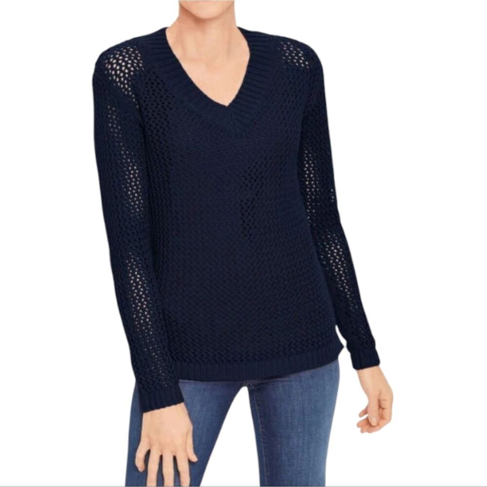 Talbots Open Weave Navy Blue Women's Sweater Size Medium